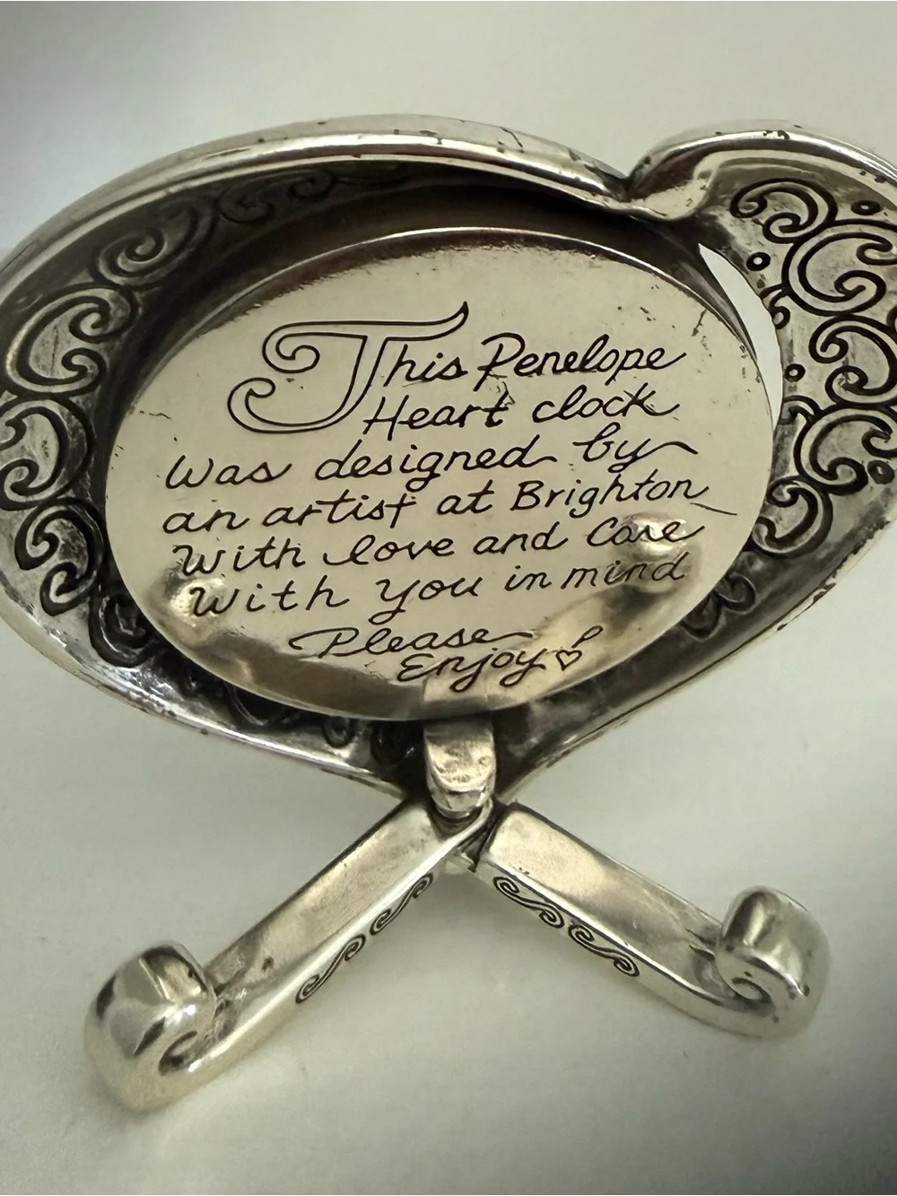 Brighton Silver Heart Shaped Decorative Clock